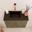 Mondiaz JOYA 50cm toiletmeubel - kleur Dusk - Wastafel FAYE positie Links Zonder kraangat kleur Urban. SW1421717