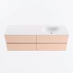 MONDIAZ VICA Ensemble meuble de salle de bains - 150cm - meuble bas rosee - 4 tiroirs - lavabo moon à droite - sans trous de robinet - version hauteur 60cm - talc SW1080395