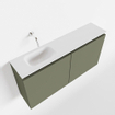 MONDIAZ TURE Kit lave-mains - 100x23x50cm - 0 trou de robinet - 2 portes - armée mate - Lavabo à gauche - Acrylique Blanc SW475014