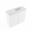 MONDIAZ TURE-DLUX Meuble toilette - 60cm - Talc - EDEN - vasque Opalo - position droite - sans trou de robinet SW1104110
