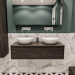 Mondiaz LUSH Meuble salle de bains avec 1 tiroir lavabo BARCO 120x30x45cm double sans trou de robinet Dark brown/Brun foncé SW409601
