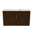 Mondiaz JOYA 70cm meuble de toilette - couleur Walnut - Vasque FAYE position Milieu Sans trou de robinet couleur Talc. SW1421253