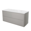 BRAUER New Future Meuble sous lavabo 119x45.5x55cm sans poignées suspendu avec 4 tiroirs frein de chute et 2 trous pour siphon MDF taupe brillant SW373066