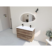 HR badmeubelen Infinity XXL 3D Ensemble de meuble de salle de bains - 100 cm - 1 lavabo en céramique thin blanc mat - 2 trous de robinet - 2 tiroirs - charleston SW863497