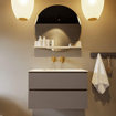 MONDIAZ VICA-DLUX Ensemble meuble de salle de bains - 80cm - meuble bas smoke - 2 tiroirs - lavabo encastré cloud central - sans trous de robinetterie - version haute 60cm - frape SW1088871