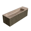 MONDIAZ KURVE-DLUX meuble de salle de bains 145cm courbure droite couleur Shadow avec 1 tiroir et 1 porte. Vasque BIG LARGE gauche 1 trou de robinetterie Saba. SW1433269