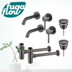 FugaFlow Eccelente Sobrado Kit robinet lavabo - pour double vasque - robinet rehaussé - bonde clic clac - siphon design - Gunmetal PVD SW1124273