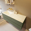 Mondiaz VICA-DLUX ensemble de meuble de salle de bain - 130cm - meuble sous-vasque armée - 2 tiroirs - lavabo encastré nuage gauche - sans trous de robinet - version haute de 60cm - ostra SW1087030