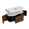 MONDIAZ THOR-DLUX Meuble de salle de bains 110cm arrondi gauche + droite couleur Walnut avec 1 tiroir et 2 portes. Vasque suspendue CLOUD Gauche 1 trou de robinet couleur Opalo. SW1462764