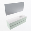 Mondiaz VICA ensemble de meuble de salle de bain - 150cm - meuble sous-vasque greey - 4 tiroirs - lavabo moon droite - sans trous de robinet - couleur talc - miroir LED - version XL 60cm haut SW1092068