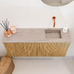 Mondiaz JOYA-DLUX 90cm meuble de toilette - couleur Chêne - Vasque FAYE position Droite Sans trou de robinet couleur Saba. SW1424197