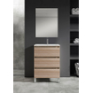 Adema Chaci PLUS Ensemble de meuble - 59.5x86x45.9cm - 1 vasque rectangulaire en céramique Blanc - 1 trou de robinet - 3 tiroirs - miroir rectangulaire - Cannelle SW926022