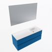 Mondiaz VICA ensemble de meuble de salle de bain - 120cm - meuble sous-vasque jeans - 4 tiroirs - lavabo moon droite - 1 trou de robinet - couleur talc - miroir LED - version XL 60cm haut SW1092194