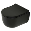 Plieger Kansas Toiletset - UP320 réservoir encastré - compact - WC suspendu - pressalit mince abattant wc - softclose - plaque de commande noire mate - boutons ronds - noir mat SW1223234