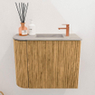 Mondiaz JOYA-DLUX 51.6cm toiletmeubel - ronding links kleur Oak - Wastafel FAYE positie Rechts 1 kraangat kleur Glace. SW1426200