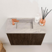 Mondiaz JOYA-DLUX Meuble de toilette 50cm - couleur Walnut - Vasque FAYE position Gauche 1 trou de robinet couleur Glace SW1422363