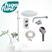 FugaFlow Eccelente Sobrado Ensemble de douche pluie encastrable - thermostatique - bras mural - barre curseur - pommeau 25cm - douchette ronde - Chrome SW1124143