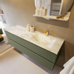 Mondiaz VICA-DLUX ensemble de meuble de salle de bain - 150cm - meuble sous-vasque armée - 2 tiroirs - lavabo encastré cloud droite - 1 trou de robinet - version haute de 60cm - glace SW1088111