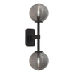 Astro Tacoma Twin Wandlamp/Plafondlamp - 230V - IP44 - bol - geribbeld - smoke glas - mat zwart SW1569678