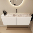 MONDIAZ TURE-DLUX Meuble WC 120 cm Talc. Lavabo EDEN Glace position au centre. Sans trou de robinet. SW1103106