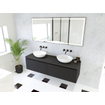 HR badmeubelen Matrix 3D badkamermeubelset 160cm 2 laden greeploos met greeplijst in kleur Zwart mat met bovenblad zwart mat SW857146