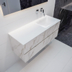 Mondiaz VICA ensemble de meuble de salle de bain - 120cm - meuble sous vasque carrara - 4 tiroirs - lavabo cloud droite - sans trous de robinet - miroir LED - version XL 60cm de haut SW1097606