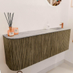 Mondiaz JOYA-DLUX Meuble de salle de bains 111.6cm - arrondi gauche couleur Dusk - Vasque FAYE position Droite 1 trou de robinet couleur Glace SW1423186