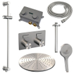 BRAUER Brushed Edition Douche de pluie thermostatique encastrée - boutons-poussoirs - SET 72 - pomme de douche 30cm - bras de plafond - douchette 3 jets - flexible de douche - barre de douche intégrée - inox brossé PVD SW925497