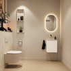 MONDIAZ TURE-DLUX Meuble toilette - 40cm - Talc - EDEN - vasque Ostra - position centrale - sans trou de robinet SW1104669