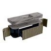 MONDIAZ THOR-DLUX 150cm badmeubel ronding links + rechts kleur Shadow met 1 lade en 2 deuren. Vrijhangende wastafel CLOUD Midden 1 kraangat kleur Sombra. SW1464958