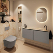MONDIAZ TURE-DLUX Meuble toilette - 120cm - Smoke - EDEN - vasque Frappe - position droite - 1 trou de robinet SW1103114