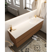 Mondiaz VICA ensemble de meuble de salle de bain - 150cm - meuble sous-vasque reposant - 2 tiroirs - lavabo moon droite - 1 trou de robinet - version XL 60cm de haut SW1089682