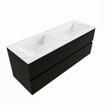 Mondiaz VICA-DLUX ensemble de meuble de salle de bain - 130cm - meuble sous-vasque urban - 2 tiroirs - lavabo encastré cloud double - 2 trous de robinet - version haute de 60cm - opalo SW1087764