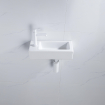 FugaFlow Efficiente Pietra Ensemble de fontaine - 37,5x18,5x9cm - céramique - trou de robinet à gauche - robinet de fontaine blanc mat - bouchon de vidange - siphon abaissé - Blanc brillant SW1442304