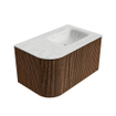 MONDIAZ KURVE-DLUX 75cm Meuble salle de bain avec module 25 G - couleur Walnut - 1 tiroir - 1 porte - vasque GRUNNE droite - sans trou de robinet - couleur Opalo SW1137620