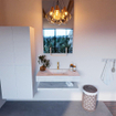 Mondiaz ALAN-DLUX Ensemble de meuble - 90cm - meuble Opalo mat - 0 tiroirs - Lavabo Cloud Opalo suspendu - vasque Centre - 1 trou de robinet SW809321