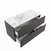 MONDIAZ VICA-DLUX Ensemble meuble de salle de bains - 100cm - sous-meuble dark grey - 2 tiroirs - lavabo encastré cloud à gauche - sans trous de robinet - version haute 60cm - frape SW1088691