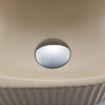 QeramiQ Fuente Ensemble de lavabo - 40x21.5x12cm - gauche - nervuré - demi-rond - 1 trou de robinet - céramique - robinet de lavabo chromé - bouchon de vidange - siphon abaissé - beige SW1232880