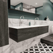 MONDIAZ LUSH Ensemble de meuble salle de bain - 150cm - 2 tiroirs - lavabo cloud - 2 vasques - 2 trous de robinet - anthracite SW409489