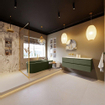 MONDIAZ VICA-DLUX Ensemble meuble de salle de bains - 130cm - meuble sous-vasque army - 4 tiroirs - lavabo encastré cloud gauche - sans trous de robinetterie - version haute 60cm - glace SW1088145