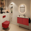 MONDIAZ TURE-DLUX Meuble toilette - 80cm - Fire - EDEN - vasque Ostra - position centrale - 1 trou de robinet SW1104869