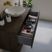 Saniclass Holz Atelier Badkamermeubelset - 100x45x60cm - topblad - zonder kraangaten - 2 lades - Eiken Charcoal SW1436737