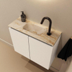 MONDIAZ TURE-DLUX Meuble toilette - 60cm - Talc - EDEN - vasque Frappe - position centrale - 1 trou de robinet SW1102586