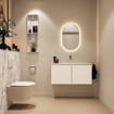 MONDIAZ TURE-DLUX Meuble toilette - 100cm - Talc - EDEN - vasque Glace - position centrale - sans trou de robinet SW1103110