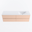 MONDIAZ Vica Ensemble meuble de salle de bains - 160cm - meuble bas rosee - 4 tiroirs - lavabo cloud à droite - sans trous de robinet - version haute 60cm - talc SW1085147