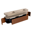 MONDIAZ THOR-DLUX 200cm meuble de salle de bains arrondi gauche + droite couleur Ruby avec 2 tiroirs et 2 portes. Vasque suspendue CLOUD Double 2 trous de robinet couleur Arena. SW1467079