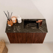 Mondiaz JOYA-DLUX 60cm toiletmeubel - kleur Ruby - Wastafel FAYE positie Rechts 1 kraangat kleur Lava. SW1423601
