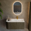 Mondiaz KURVE-DLUX Ensemble de meuble de salle de bains - 95x46x40cm - 1 tiroir - 1 porte - lavabo solid surface - droit - 1 trou de robinet - Shadow SW1414533