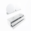 Mondiaz VICA-DLUX ensemble de meuble de salle de bain - 150cm - meuble sous lavabo talc - 4 tiroirs - lavabo encastré cloud double - 2 trous de robinet - version haute de 60cm - opalo SW1088505