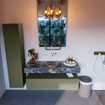 Mondiaz ALAN-DLUX Ensemble de meuble - 130cm - meuble Army mat - 1 tiroir - Lavabo Cloud Lava suspendu - vasque Centre - 0 trous de robinet SW808540
